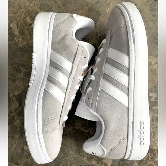 Adidas Grand Court Alpha Sneaker Suede Leather Grey White Couldfoam Comfort - Picture 7 of 15